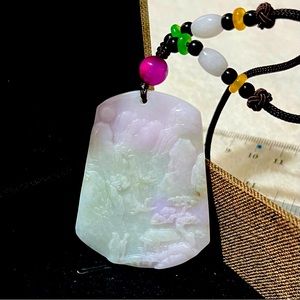 Certified 100% Natural GradeA Rare Lavender Green 4Star Landscape Pendant 972749